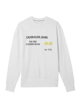 Sweat Calvin Klein Palm Print Branco Homem