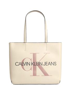 Bolsa Calvin Klein Jeans Sculped Shopper Bege