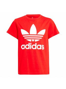 T-Shirt Adidas Trefoil Vermelho para Menino e Menina