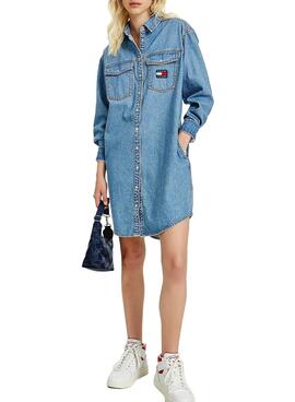 Vestido Tommy Jeans Relaxed Denim para Mulher