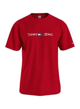 T-Shirt Tommy Jeans Linear Written 
 Vermelho Homem