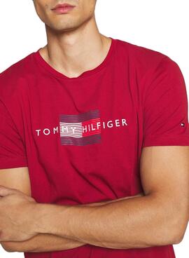 T-Shirt Tommy Hilfiger Lines Vermelho para Homem