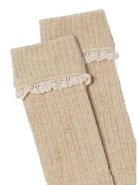 Calcetas Mayoral Braided Beige para Menina