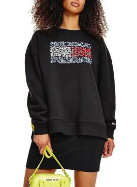 Sweat Tommy Jeans Floral Preto para Mulher