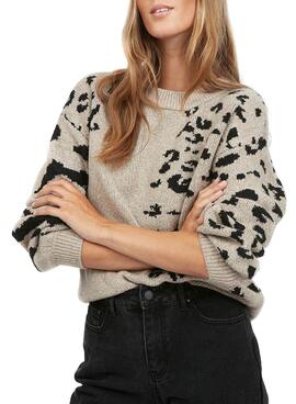 Camisola Vila Alia Animal Print Bege para Mulher