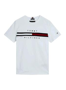 T-Shirt Tommy Hilfiger Flag Rib Branco para Menino