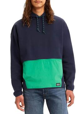 Sweat Levis Utility Colorblock Azul Marinho y Verde