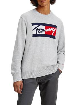 Camisola Tommy Jeans Branded Sweater Cinza Homem