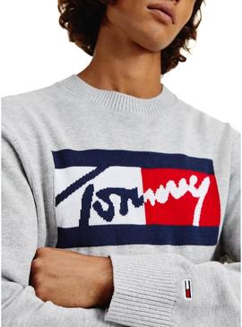 Camisola Tommy Jeans Branded Sweater Cinza Homem