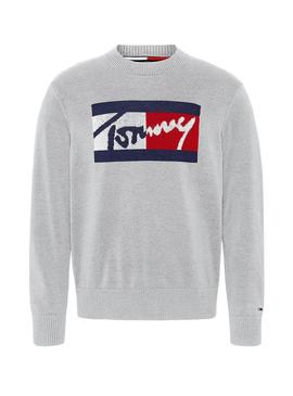 Camisola Tommy Jeans Branded Sweater Cinza Homem