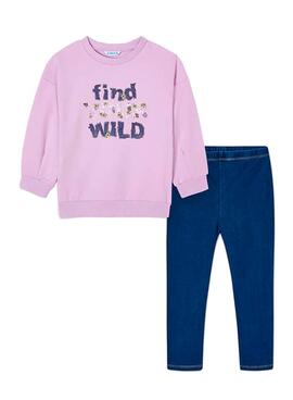 Set Mayoral Leggings Denim Sweat para Menina