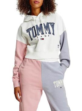 Sweat Tommy Jeans Collegiate Branco Cropped