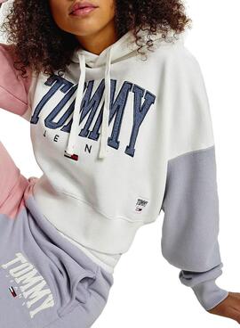 Sweat Tommy Jeans Collegiate Branco Cropped