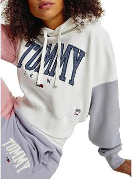 Sweat Tommy Jeans Collegiate Branco Cropped