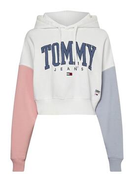 Sweat Tommy Jeans Collegiate Branco Cropped