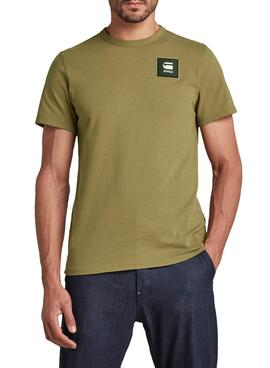 T-Shirt G-Star Basdge Logo Verde para Homem
