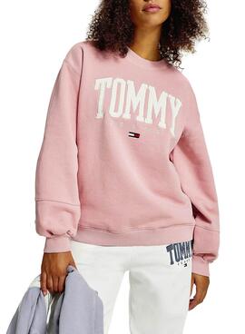 Sweat Tommy Jeans Collegiate Rosa para Mulher