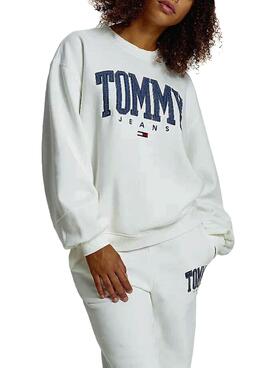 Sweat Tommy Jeans Collegiate Branco para Mulher