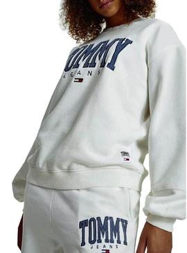 Sweat Tommy Jeans Collegiate Branco para Mulher