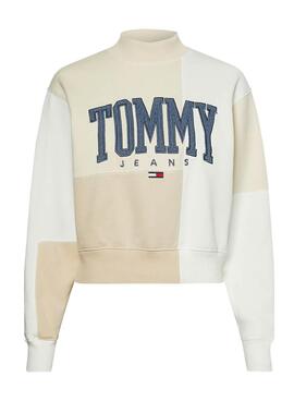Sweat Tommy Jeans Collegiate Be ge Cropped Mulher