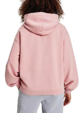 Sweat Tommy Jeans Rosa Collegiate Capuz Mulher
