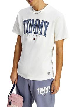 T-Shirt Tommy Jeans Collegiate Branco para Homem