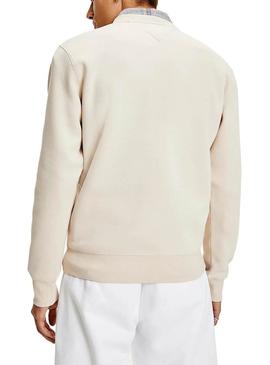 Sweat Tommy Jeans Regular Fleece Bege Homem