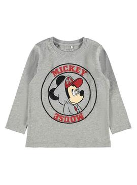 T-Shirt Name It Mickey Cinza para Menino