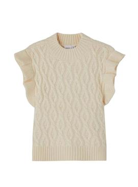 Colete Name It Ramat Knit Beige para Menina