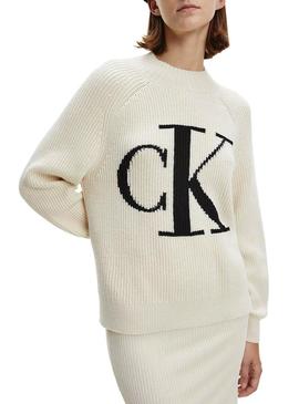 Camisola Calvin Klein Ranglan Beige para Mulher