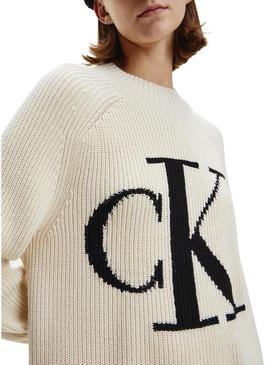 Camisola Calvin Klein Ranglan Beige para Mulher