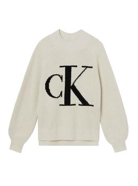 Camisola Calvin Klein Ranglan Beige para Mulher