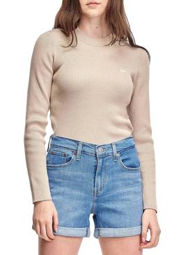 Sweat Levis Crew Rib Beige para Mulher