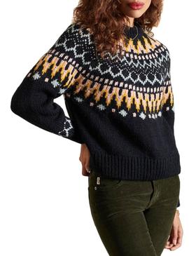 Camisola Superdry Classic Fairisle Crew Azul Marinho Mulher