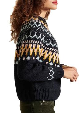 Camisola Superdry Classic Fairisle Crew Azul Marinho Mulher