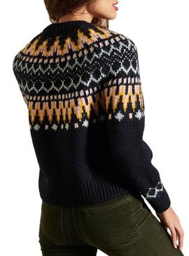 Camisola Superdry Classic Fairisle Crew Azul Marinho Mulher