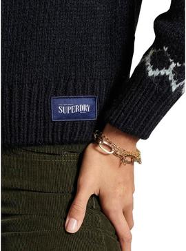 Camisola Superdry Classic Fairisle Crew Azul Marinho Mulher