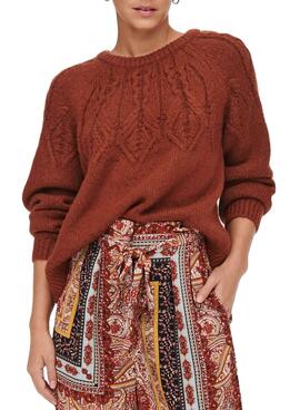 Camisola Only Be Knitted Marron Para Mulher