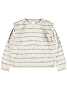 Sweat Name It Niline Beige Listras para Menina