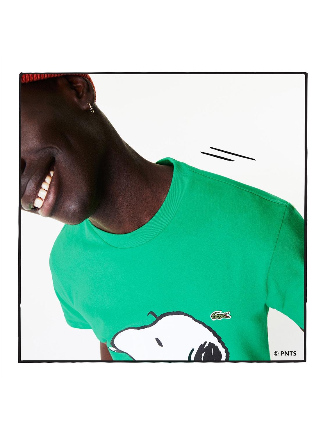 T-Shirt Lacoste Peanuts Verde Snoopy para Homem
