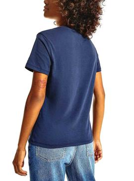T-Shirt Tommy Jeans Slim Tiny Azul Marinho para Mulher
