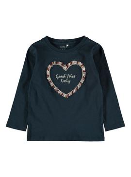 T-Shirt Name It Rama Azul Marinho para Menina