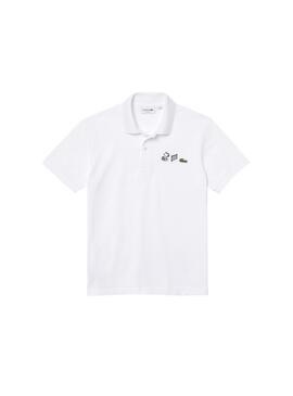Polo Lacoste Peanuts Snoopy Branco para Homem