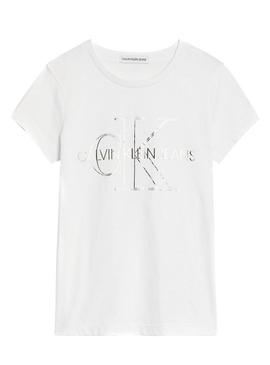 T-Shirt Calvin Klein Monogram  Contorno Branco Menina