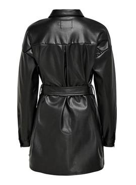 Camisa Only Sheila Faux Leather Preto para Mulher