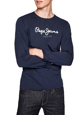 T-Shirt Pepe Jeans Eggo Long Azul Marinho para Homem