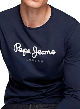 T-Shirt Pepe Jeans Eggo Long Azul Marinho para Homem