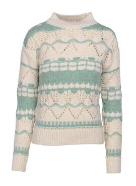 Camisola Naf Naf Knitted Calado Bicolor para Mulher