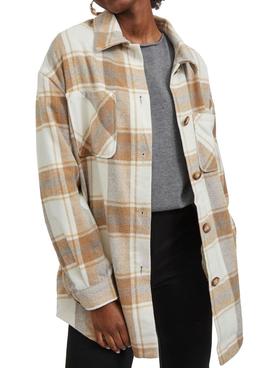 Overshirt Vila Kimmi Check Frames Bege Mulher