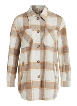 Overshirt Vila Kimmi Check Frames Bege Mulher